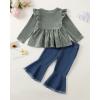 imageRenotemy Toddler Baby Girls Clothes Infant Girl Outfits Ruffle Sleeve Tops Pants Clothing Sets for GirlsGreenjeans