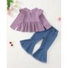 imageRenotemy Toddler Baby Girls Clothes Infant Girl Outfits Ruffle Sleeve Tops Pants Clothing Sets for GirlsPurple