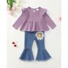 imageRenotemy Toddler Baby Girls Clothes Infant Girl Outfits Ruffle Sleeve Tops Pants Clothing Sets for GirlsPurple