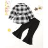 imageRenotemy Toddler Girl Clothes Outfits Baby Girl Clothes Infant Girl Clothing Tops Floral Pants Set Cute Outfits for GirlsBlack Plaid