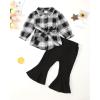 imageRenotemy Toddler Girl Clothes Outfits Baby Girl Clothes Infant Girl Clothing Tops Floral Pants Set Cute Outfits for GirlsBlack Plaid