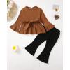 imageRenotemy Toddler Girl Clothes Outfits Baby Girl Clothes Infant Girl Clothing Tops Floral Pants Set Cute Outfits for GirlsBrown Black Flare