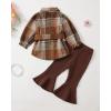 imageRenotemy Toddler Girl Clothes Outfits Baby Girl Clothes Infant Girl Clothing Tops Floral Pants Set Cute Outfits for GirlsBrown Plaid
