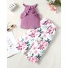 imageRenotemy Toddler Girl Clothes Outfits Baby Girl Clothes Infant Girl Clothing Tops Floral Pants Set Cute Outfits for GirlsFloral Purple