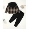 imageRenotemy Toddler Infant Baby Boy Clothes Outfit Long Sleeve Hoodie Sweatshirt Casual Fall Winter Clothes Set for Toddler BoyDeep Brown Plaid