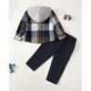 imageRenotemy Toddler Infant Baby Boy Clothes Outfit Long Sleeve Hoodie Sweatshirt Casual Fall Winter Clothes Set for Toddler BoyFlannel Blue Plaid