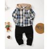imageRenotemy Toddler Infant Baby Boy Clothes Outfit Long Sleeve Hoodie Sweatshirt Casual Fall Winter Clothes Set for Toddler BoyMulti Blue Plaid Hoodie