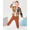 imageRenotemy Toddler Infant Baby Boy Clothes Outfit Long Sleeve Hoodie Sweatshirt Casual Fall Winter Clothes Set for Toddler BoyPlaid Brown