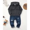 imageRenotemy Toddler Infant Baby Boy Clothes Winter Fall Outfits Hoodie Sweatsuit Ripped Jeans Denim Toddler Clothes for BoysGray Corduroy