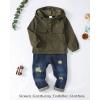 imageRenotemy Toddler Infant Baby Boy Clothes Winter Fall Outfits Hoodie Sweatsuit Ripped Jeans Denim Toddler Clothes for BoysGreen Corduroy