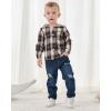 imageRenotemy Toddler Infant Baby Boy Clothes Winter Fall Outfits Hoodie Sweatsuit Ripped Jeans Denim Toddler Clothes for BoysHoodie Brown Denim