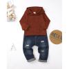 imageRenotemy Toddler Infant Baby Boy Clothes Winter Fall Outfits Hoodie Sweatsuit Ripped Jeans Denim Toddler Clothes for BoysHoodie Red Knit