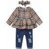 imageRenotemy Baby Girl Clothes Toddler Girl Clothes Outfits Infant Clothing Jeans Pants Set Cute Clothes Set for GirlsApricotplaid