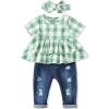 Short Plaid Green Denim