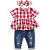 Short Plaid Red Denim