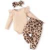 imageRenotemy Newborn Baby Girl Clothes Infant Girl Outfits Ruffle Romper Top Floral Pants Clothes SetsApricotleopard