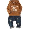imageRenotemy Toddler Baby Boy Clothes Denim Outfits Infant Hooded Sweatshirt Jeans Clothing For Little BoysBrownjeans
