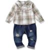 imageRenotemy Toddler Baby Boy Clothes Outfits Baby Boy Plaid Sweatsuit Jeans Denim Fall Winter Pants Set Toddler Clothes For BoysMulti Green Plaid
