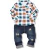imageRenotemy Toddler Baby Boy Clothes Outfits Baby Boy Plaid Sweatsuit Jeans Denim Fall Winter Pants Set Toddler Clothes For BoysMulticolor Plaid