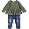 imageRenotemy Toddler Baby Girls Clothes Infant Girl Outfits Ruffle Sleeve Tops Pants Clothing Sets for GirlsGreen02