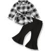 imageRenotemy Toddler Girl Clothes Outfits Baby Girl Clothes Infant Girl Clothing Tops Floral Pants Set Cute Outfits for GirlsBlack Plaid