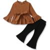 imageRenotemy Toddler Girl Clothes Outfits Baby Girl Clothes Infant Girl Clothing Tops Floral Pants Set Cute Outfits for GirlsBrown Black Flare