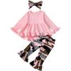 imageRenotemy Toddler Girl Clothes Outfits Baby Girl Clothes Infant Girl Clothing Tops Floral Pants Set Cute Outfits for GirlsLong Pink Camo Flare