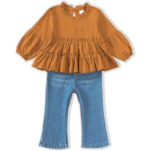 imageRenotemy Baby Girl Clothes Toddler Girl Clothes Outfits Infant Clothing Jeans Pants Set Cute Clothes Set for GirlsBrown