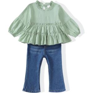 imageRenotemy Baby Girl Clothes Toddler Girl Clothes Outfits Infant Clothing Jeans Pants Set Cute Clothes Set for GirlsGreen