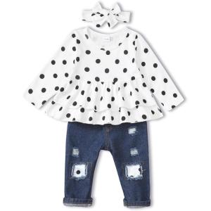 imageRenotemy Baby Girl Clothes Toddler Girl Clothes Outfits Infant Clothing Jeans Pants Set Cute Clothes Set for GirlsLong Bohemian Polka Dot