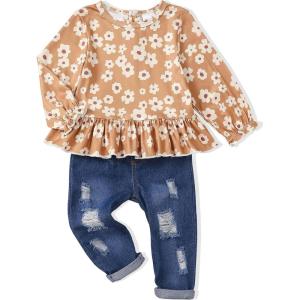 imageRenotemy Baby Girl Clothes Toddler Girl Clothes Outfits Infant Clothing Jeans Pants Set Cute Clothes Set for GirlsYellow Flower