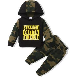 imageRenotemy Toddler Baby Boy Clothes Denim Outfits Infant Hooded Sweatshirt Jeans Clothing For Little BoysBlackcamo