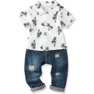 imageRenotemy Toddler Baby Boy Clothes Denim Outfits Infant Hooded Sweatshirt Jeans Clothing For Little BoysWhiteshirtsets
