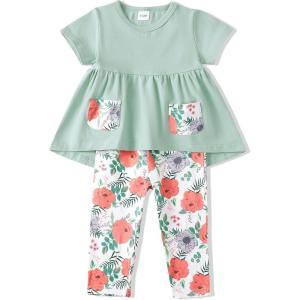 imageRenotemy Toddler Girl Clothes Outfits Baby Girl Clothes Infant Girl Clothing Tops Floral Pants Set Cute Outfits for GirlsFloral Green