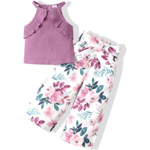 imageRenotemy Toddler Girl Clothes Outfits Baby Girl Clothes Infant Girl Clothing Tops Floral Pants Set Cute Outfits for GirlsFloral Purple