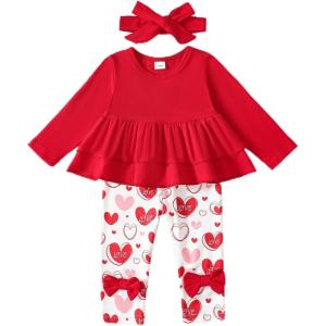 imageRenotemy Toddler Girl Clothes Outfits Baby Girl Clothes Infant Girl Clothing Tops Floral Pants Set Cute Outfits for GirlsRed Heart