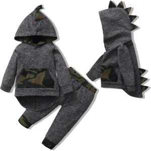 imageRenotemy Toddler Infant Baby Boy Clothes Outfit Long Sleeve Dinosaur Hoodie Sweatshirt Fall Winter Clothes for Toddler BoyGray Camo