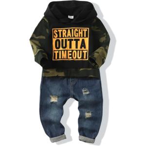 imageRenotemy Toddler Infant Baby Boy Clothes Winter Fall Outfits Hoodie Sweatsuit Ripped Jeans Denim Toddler Clothes for BoysCamo Letter