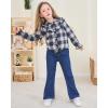 imageKids Little Toddler Girl Clothes Button Down Tie Front Shirt  Bell Bottoms Jeans Girls 2 Piece Outfits Clothing SetCoffee Plaid