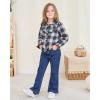 imageKids Little Toddler Girl Clothes Button Down Tie Front Shirt  Bell Bottoms Jeans Girls 2 Piece Outfits Clothing SetCoffee Plaid
