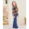 imageKids Little Toddler Girl Clothes Button Down Tie Front Shirt  Bell Bottoms Jeans Girls 2 Piece Outfits Clothing SetFlannel Brown Plaid