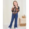imageKids Little Toddler Girl Clothes Button Down Tie Front Shirt  Bell Bottoms Jeans Girls 2 Piece Outfits Clothing SetFlannel Brown Plaid