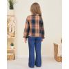 imageKids Little Toddler Girl Clothes Button Down Tie Front Shirt  Bell Bottoms Jeans Girls 2 Piece Outfits Clothing SetFlannel Brown Plaid