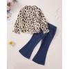 imageKids Little Toddler Girl Clothes Button Down Tie Front Shirt  Bell Bottoms Jeans Girls 2 Piece Outfits Clothing SetLeopard Print