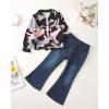 imageKids Little Toddler Girl Clothes Button Down Tie Front Shirt  Bell Bottoms Jeans Girls 2 Piece Outfits Clothing SetPink Camouflage