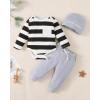 imageNewborn Infant Baby Boy Clothes Fall Winter Outfits New to The Crew Outfit Toddler Baby Boy Clothes SetBlack White Strip