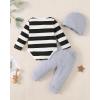imageNewborn Infant Baby Boy Clothes Fall Winter Outfits New to The Crew Outfit Toddler Baby Boy Clothes SetBlack White Strip