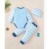 imageNewborn Infant Baby Boy Clothes Fall Winter Outfits New to The Crew Outfit Toddler Baby Boy Clothes SetLight Blue Strip