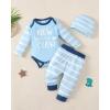 imageNewborn Infant Baby Boy Clothes Fall Winter Outfits New to The Crew Outfit Toddler Baby Boy Clothes SetLight Blue Strip
