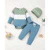 imageNewborn Infant Baby Boy Clothes Fall Winter Outfits New to The Crew Outfit Toddler Baby Boy Clothes SetPatchwork Waffle Blue